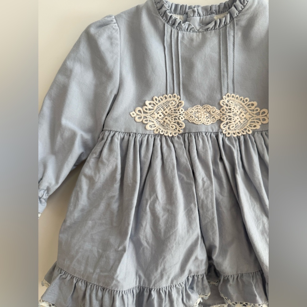 Miranda 18M Blue Ruffled Dress with Lace Detail - Picture 5 of 5